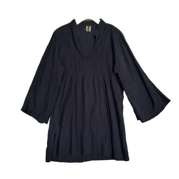 Lauren Ralph Lauren Women's Long Sleeve V Neck Blue Cotton Dress Medium - Picture 1 of 5